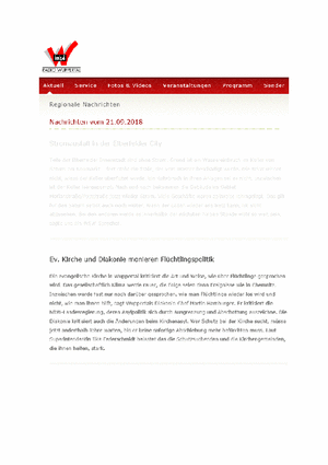 Radio Wuppertal vom 22.09.2018